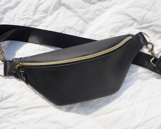 EMILIA-vyölaukku, ylijäämä keinonahka, musta kulta