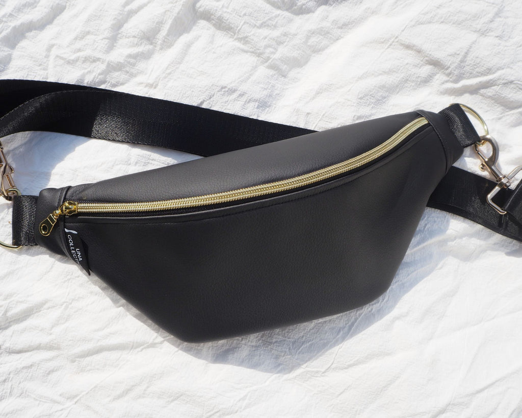 EMILIA-vyölaukku, ylijäämä keinonahka, musta kulta