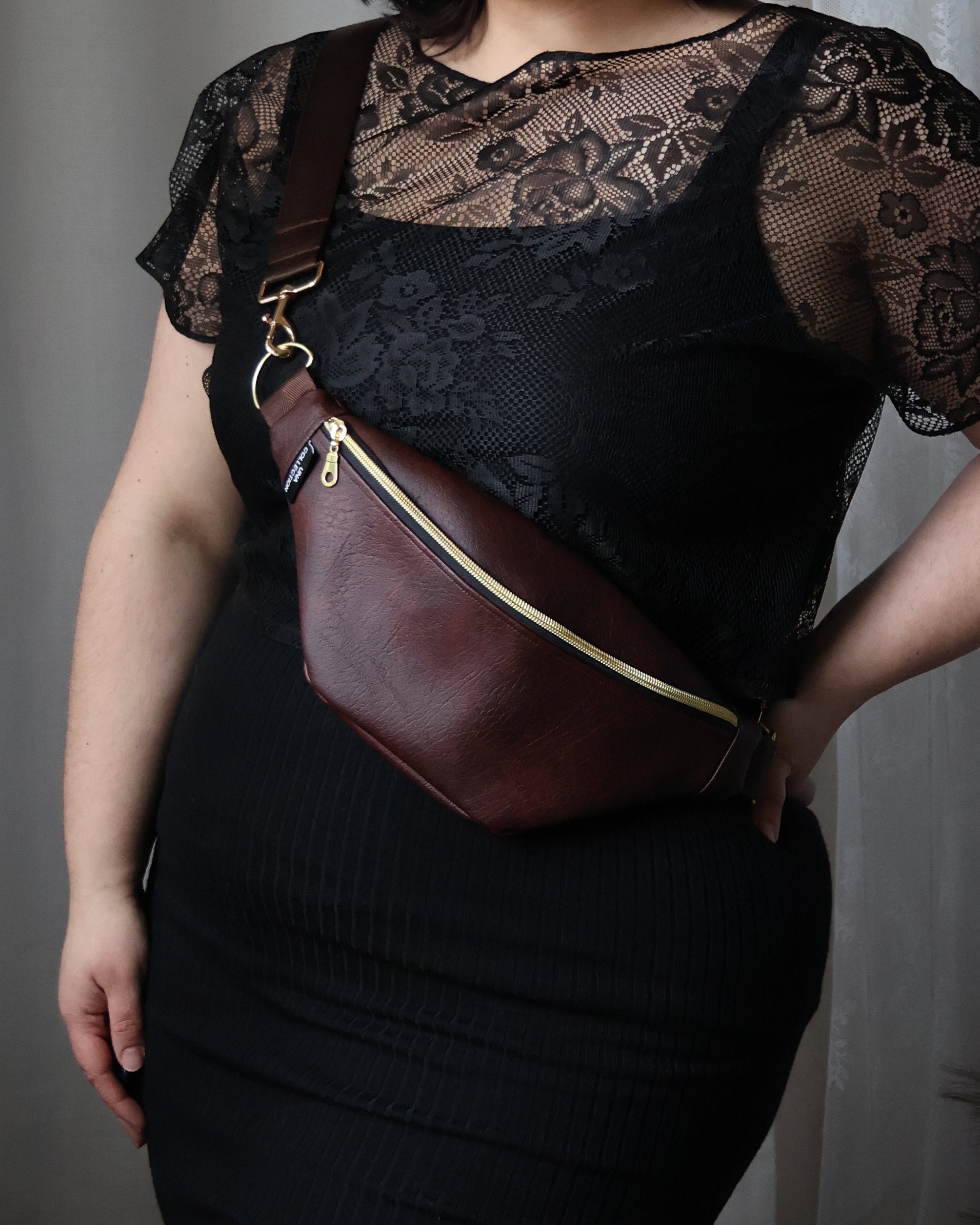 EMILIA-vyölaukku, ylijäämä keinonahka, ruskea